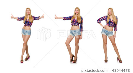 Woman giving thumbs up isolated on white Woman giving thumbs up isolated on white 45944478