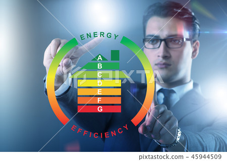 Businessman in energy efficiency concept Businessman in energy efficiency concept 45944509