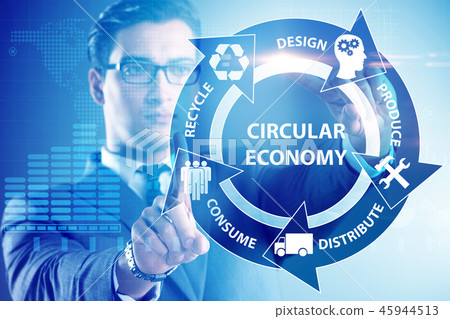 Concept of circular economy with businessman 45944513