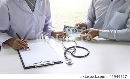 Patient giving bribe money the form of dollar bills to Female do 45944517