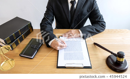 Legal law, advice and justice concept, male lawyer or notary wor Legal law, advice and justice concept, male lawyer or notary wor 45944524