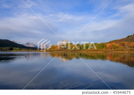 Scenic Reflection of the Tetons in Autumn Scenic Reflection of the Tetons in Autumn 45944675