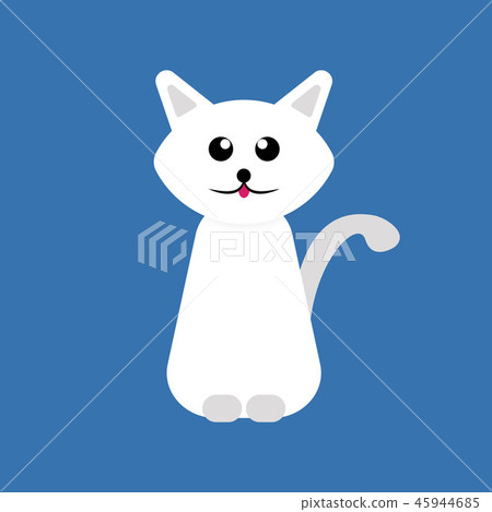 White cartoon cat, vector 45944685