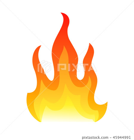 Red fire flat icon isolated on white background for danger concept or logo design. Flame and red Red fire flat icon isolated on white background for danger concept or logo design. Flame and red 45944991