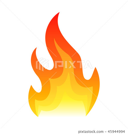 Red fire flat icon isolated on white background for danger concept or logo design. Flame and red Red fire flat icon isolated on white background for danger concept or logo design. Flame and red 45944994