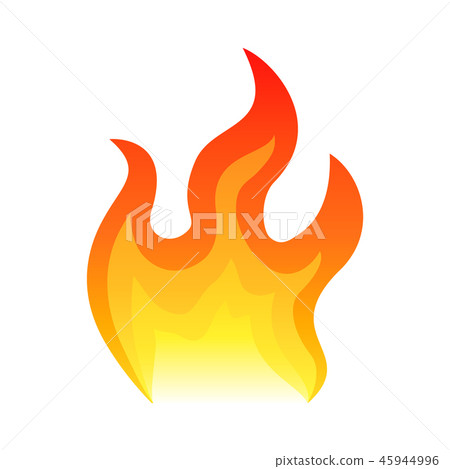 Red fire flat icon isolated on white background for danger concept or logo design. Flame and red Red fire flat icon isolated on white background for danger concept or logo design. Flame and red 45944996