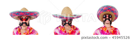 Funny mexican with sombrero hat 45945526