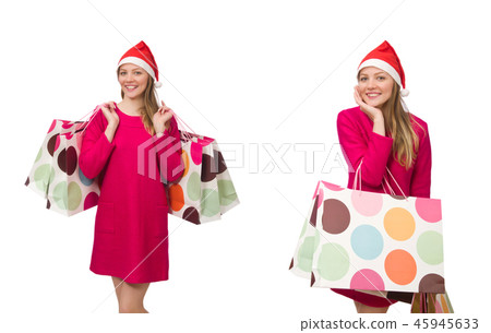 Young woman in christmas shopping concept 45945633