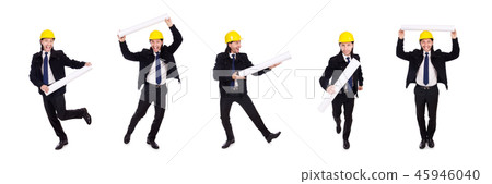 Young construction architect isolated on the white 45946040