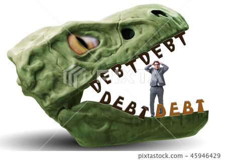 Businessman in the jaws of debt and loan Businessman in the jaws of debt and loan 45946429
