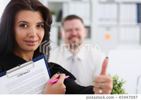Female arm show OK or confirm during conference Female arm show OK or confirm during conference 45947097