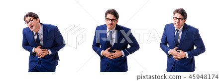 Young sick and unhappy businessman isolated on white background Young sick and unhappy businessman isolated on white background 45948174