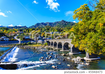 Kuramakei橋的秋天景色[Otsutsu Nakatsu City Honshumagkei] 45948473