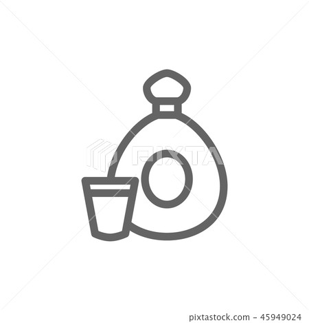 Simple cognac bottle line icon. Symbol and sign illustration design. Isolated on white background Simple cognac bottle line icon. Symbol and sign illustration design. Isolated on white background 45949024