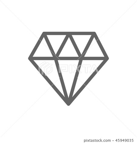 Simple diamond line icon. Symbol and sign illustration design. Isolated on white background Simple diamond line icon. Symbol and sign illustration design. Isolated on white background 45949035