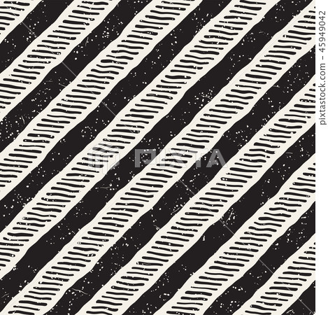 Simple ink geometric pattern. Monochrome black and white strokes background. Hand drawn ink texture 45949042