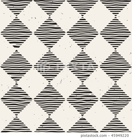 Hand drawn seamless repeating pattern with checker lines tiling. Grungy freehand background texture. 45949220