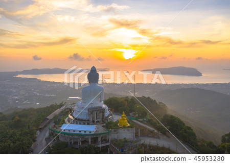 aerial photography Phuket big Buddha in sunrise 45953280