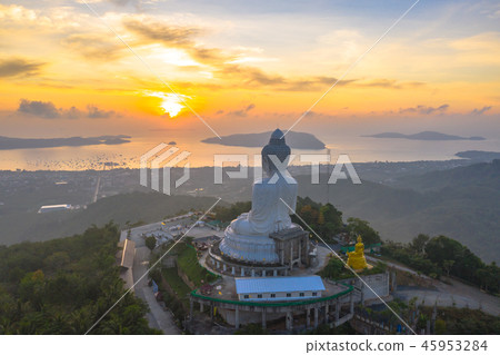 aerial photography Phuket big Buddha in sunrise 45953284