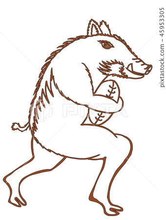 Wild boar rugby 4 (no character, line drawing) 45953305