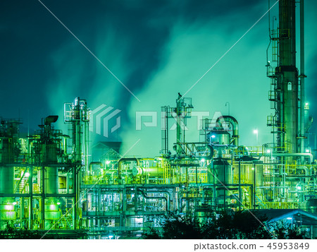 Himaji市Harima海邊工業區Daicel化工廠工廠夜視圖 45953849