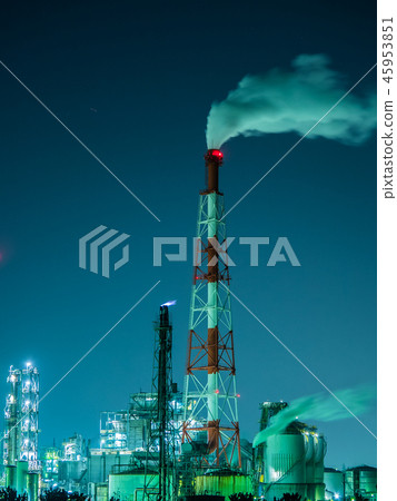 Himaji市Harima海邊工業區Daicel化工廠工廠夜視圖 45953851