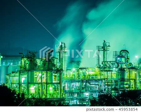 Factory night view of Himaji city Harima seaside industrial area Daicel Chemical Factory 45953854