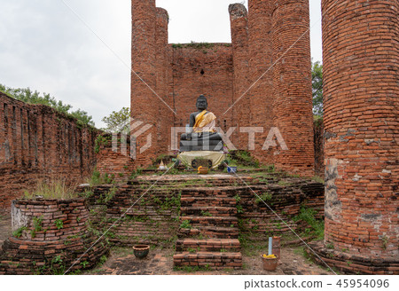 泰國的Ayutthaya遺骸Wat Tanmikalato廢墟 泰國的Ayutthaya遺骸Wat Tanmikalato廢墟 45954096