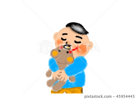 Image illustration of a boy hugging a teddy bear. 45954443