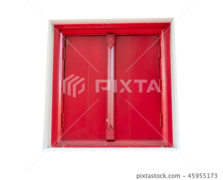 Red wooden windows isolated on white background. Red wooden windows isolated on white background. 45955173