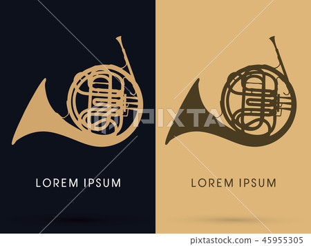 French horn graphic vector. 45955305