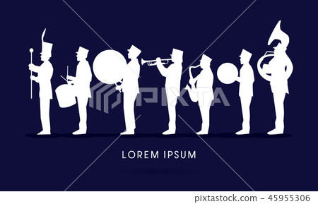Silhouette Marching Band, parade graphic vector. 45955306