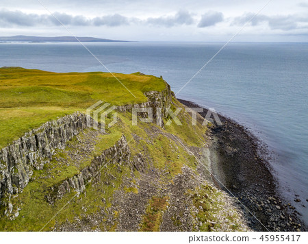 Aerial of the coastline of north west Skye by Kilmuir - Scotland Aerial of the coastline of north west Skye by Kilmuir - Scotland 45955417