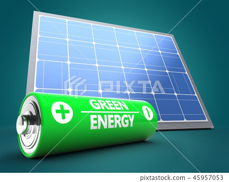3d illustration of solar panel with battery - Stock Illustration ...