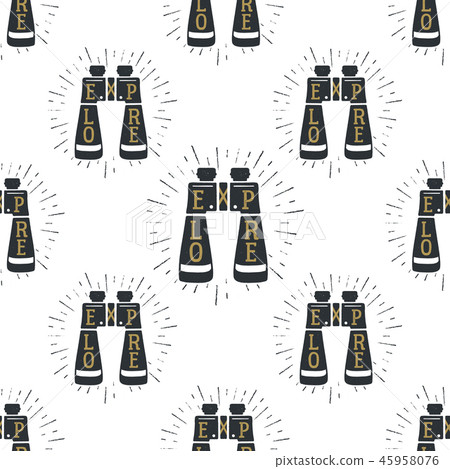 Camp binocular seamless background. Camping equipment pattern design. Featuring binocular with Camp binocular seamless background. Camping equipment pattern design. Featuring binocular with 45958076