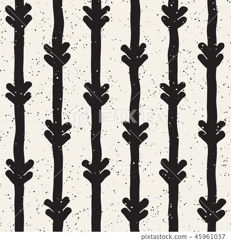 Hand drawn lines seamless grungy pattern. Abstract geometric repeating texture in black and white. 45961037