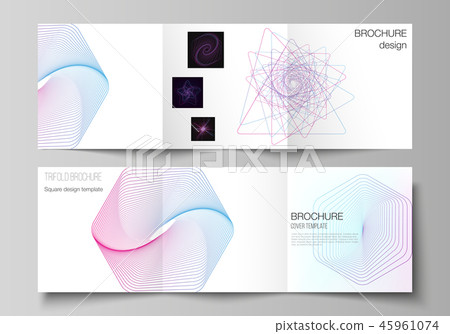 Vector layout of two square format covers design templates for trifold square brochure, flyer Vector layout of two square format covers design templates for trifold square brochure, flyer 45961074