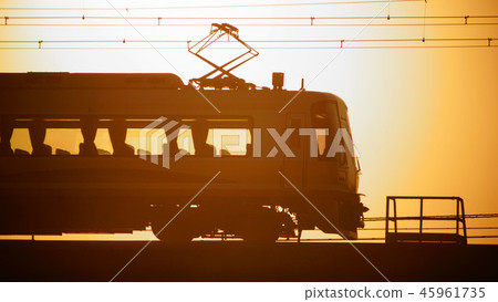 Senboku Liner running in the setting sun 45961735