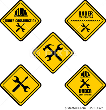 Warning sign under construction. Vector Logo concept. Warning sign under construction. Vector Logo concept. 45963324