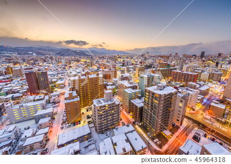 Sapporo, Japan Winter Skyline 45964318