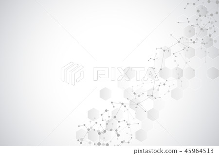 Abstract geometric texture with molecular structures and neural network. Molecules DNA and genetic 45964513
