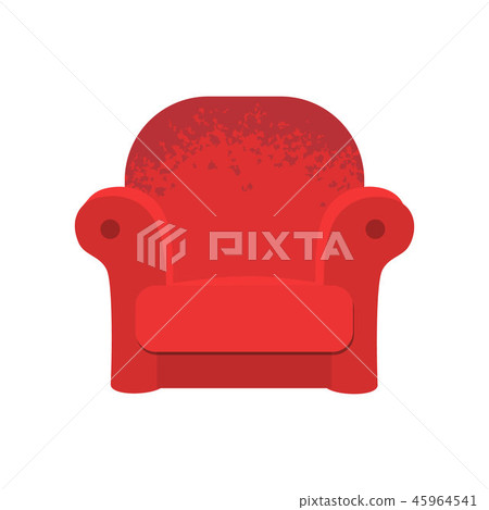 Red soft armchair. Vector retro couch illustration 45964541
