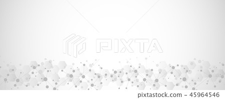 Abstract geometric texture with molecular structures and neural network. Molecules DNA and genetic 45964546