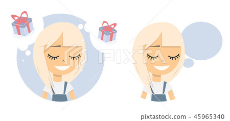 Girl dreams of a gift. Cute young. 45965340
