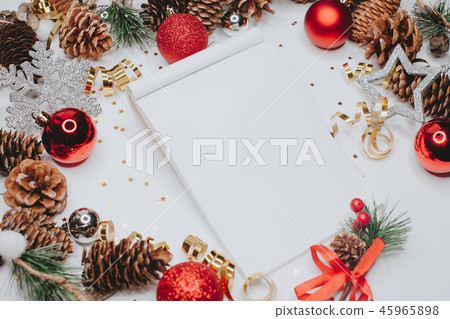 Notepad on Christmas and New Year background Notepad on Christmas and New Year background 45965898