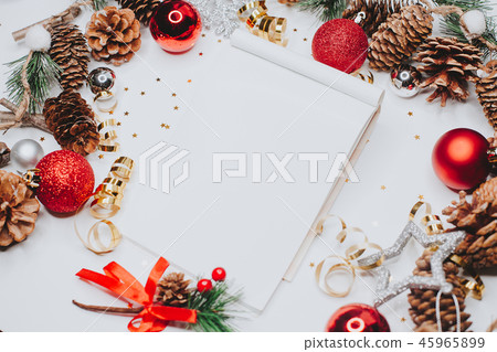 Notepad on Christmas and New Year background Notepad on Christmas and New Year background 45965899