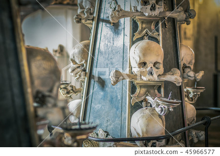 Human skulls and bones in a church Sedlec Ossuary  45966577