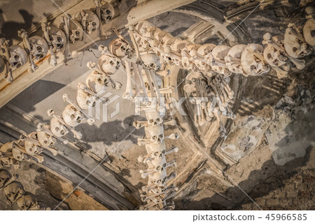 Human skulls and bones in a church Sedlec Ossuary  45966585