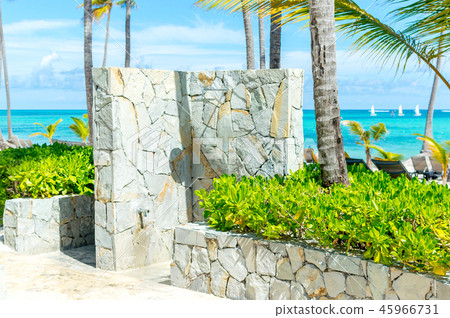 The shower on the beach among palm trees in the re 45966731