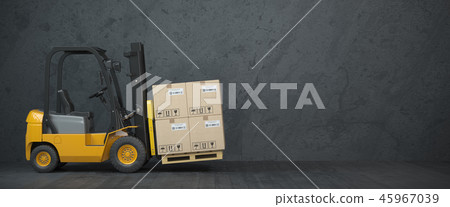 Forklift truck with cardboard boxes 45967039